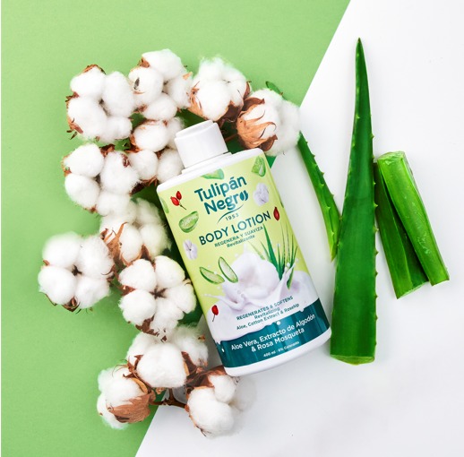 Loțiune de corp TulipanNegro cu Aloe Vera, Bumbac și Măceșe 400 ml