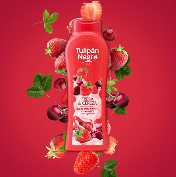 Gel de dus TulipanNegro cu căpșuni și cireșe 650 ml